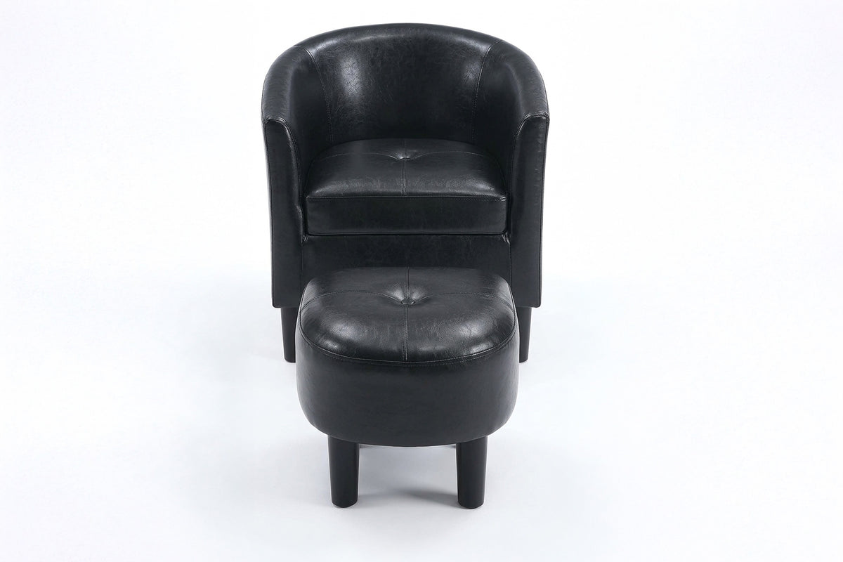 Accent Chair W/ Ottoman - Black