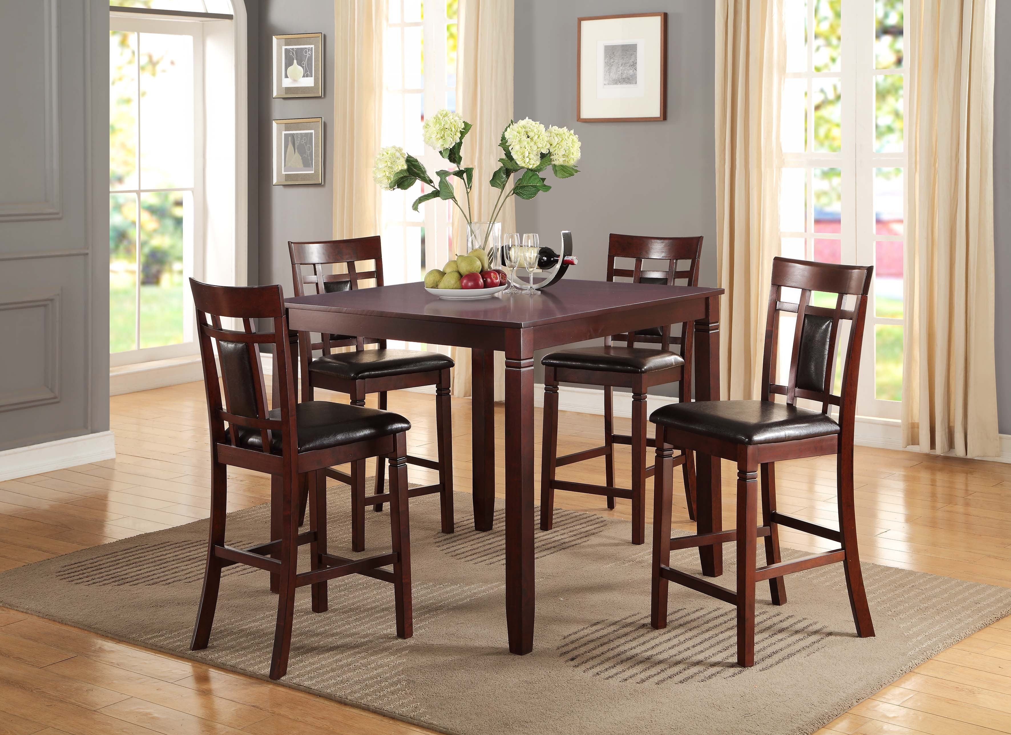 5-Pcs Counter Height Set - Cherry Finish