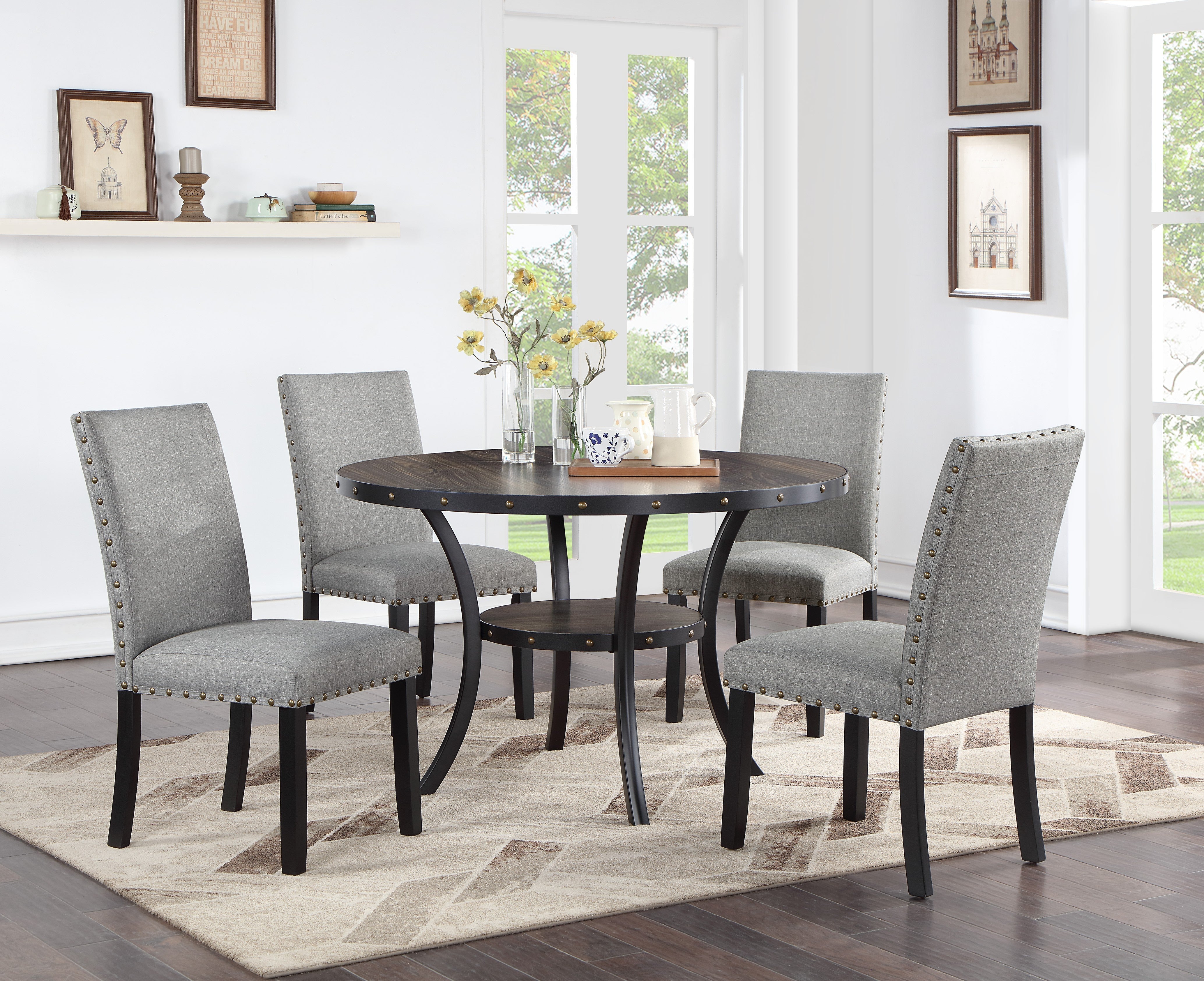 Dining Table - Black/Dark Oak Top
