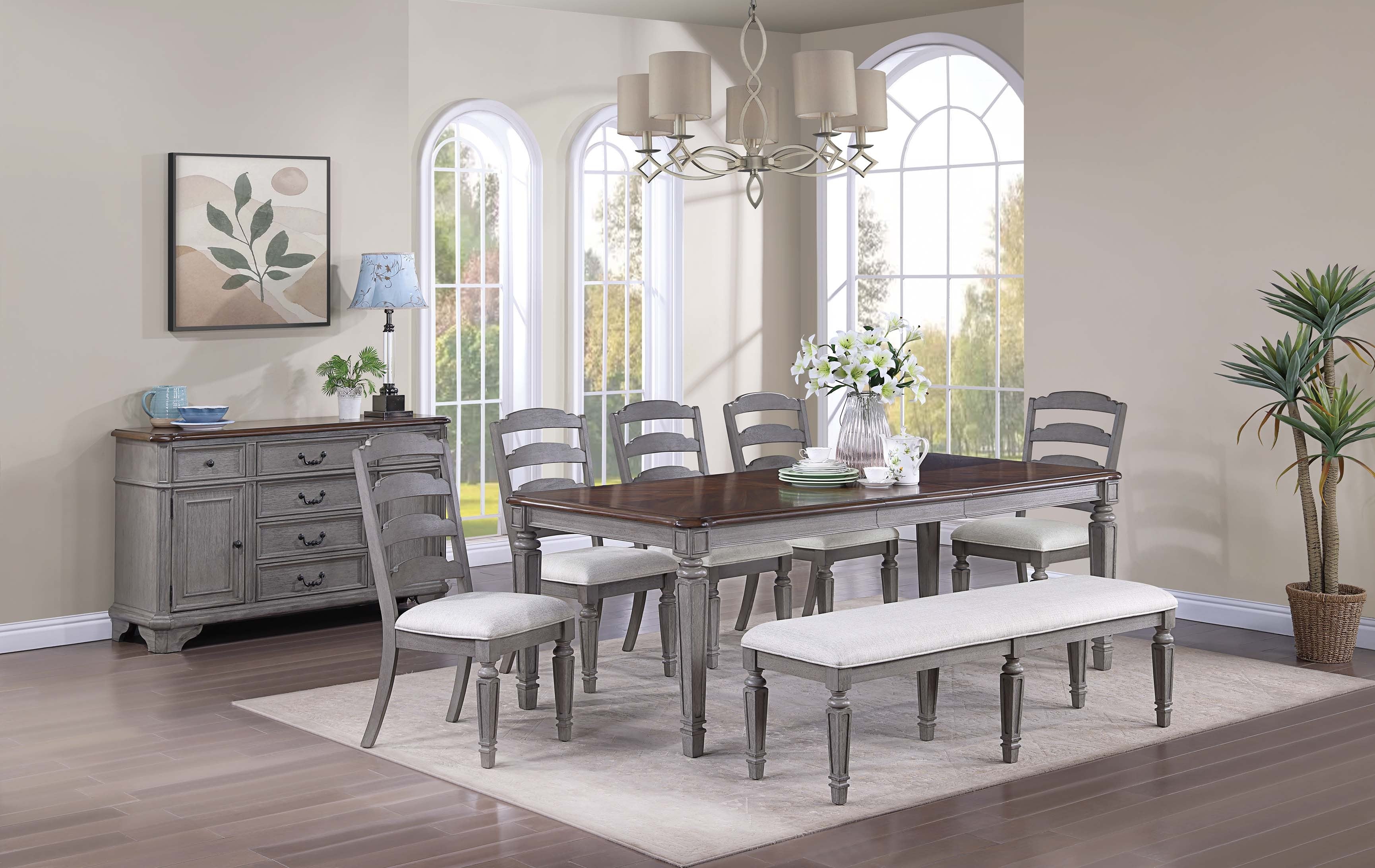 Dining Table - Light Grey + Cherry