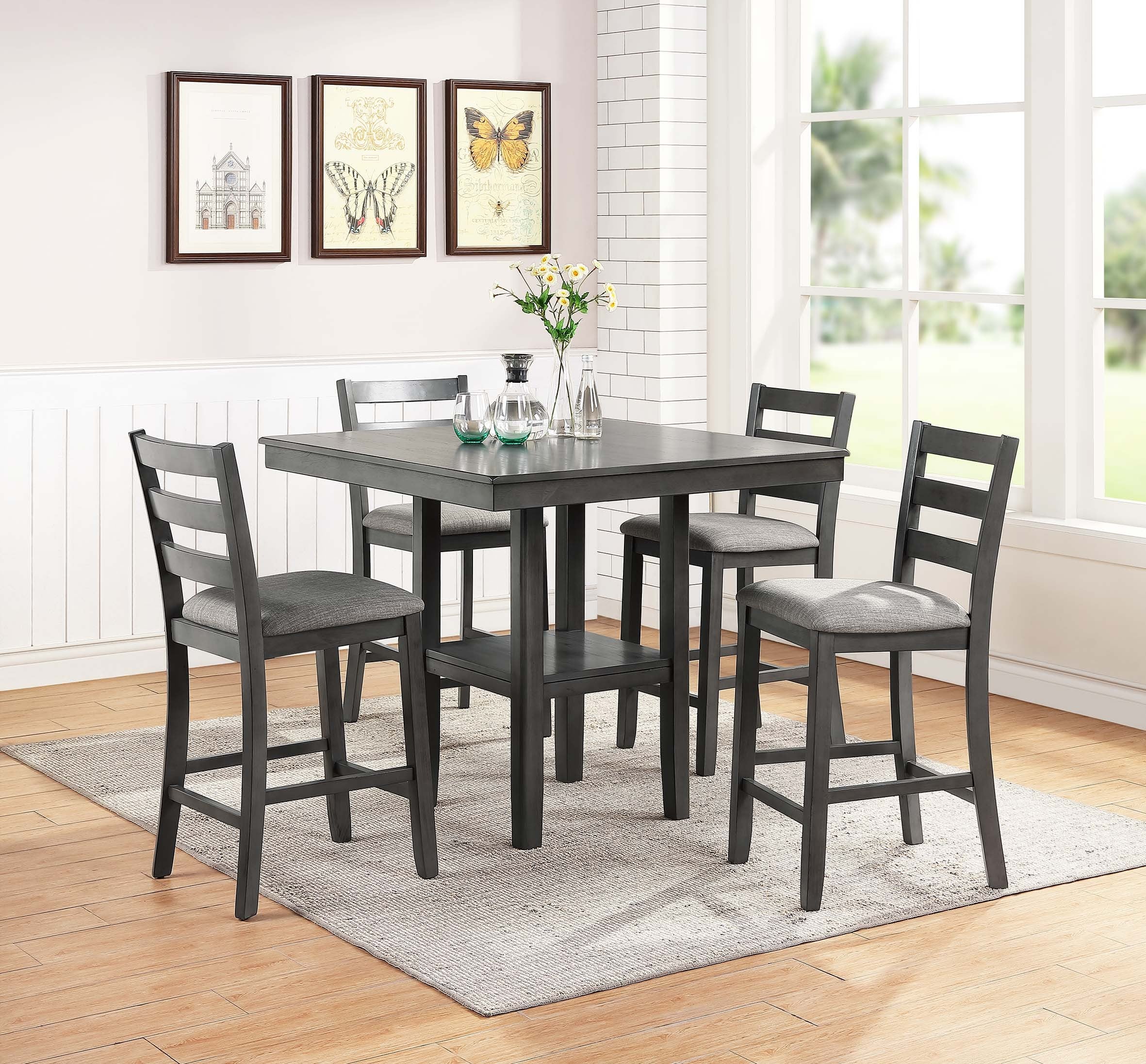 5-Pcs Counter Height Dining Set - Grey