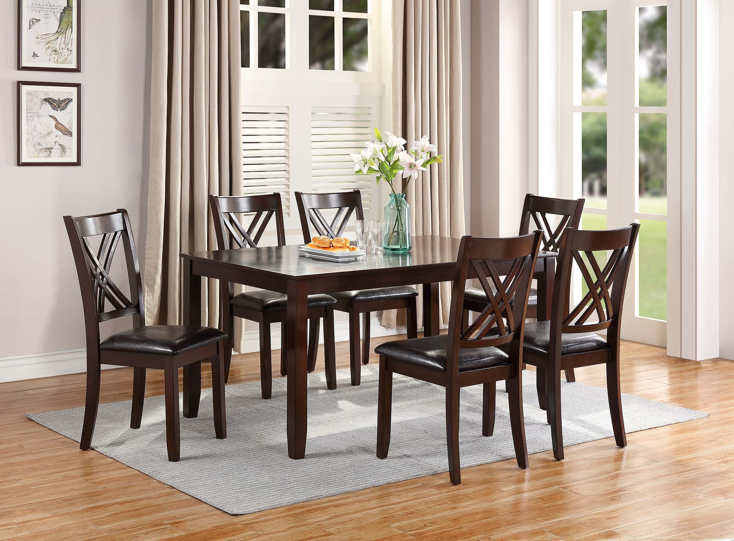 7-Pcs Dining Set - Cherry Finish