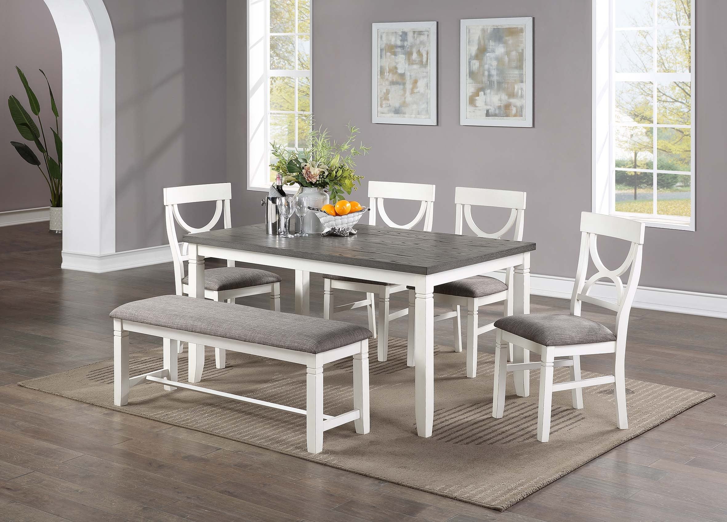 6-Pc Dining Set - Grey+White