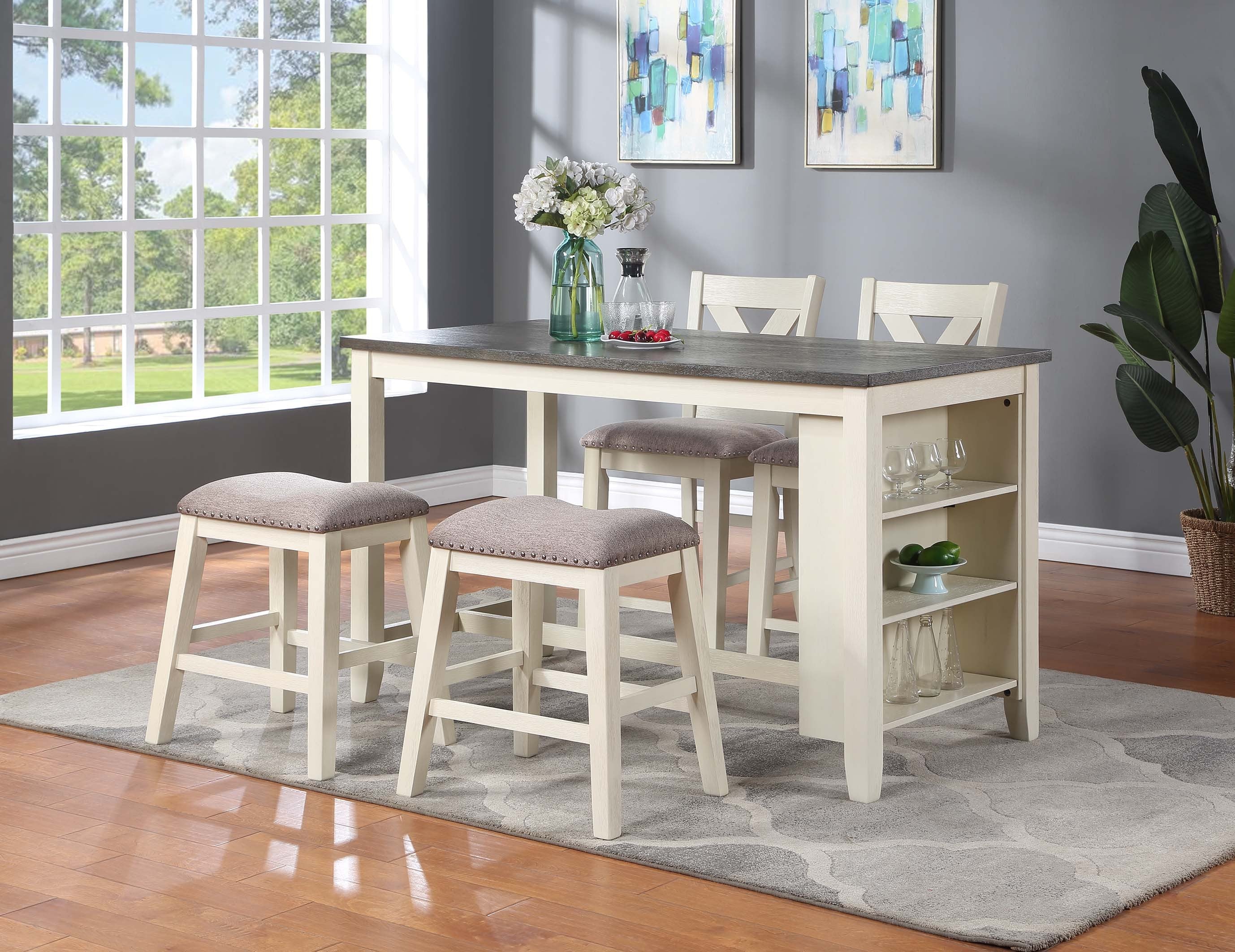 Counter Height Table - White + Grey