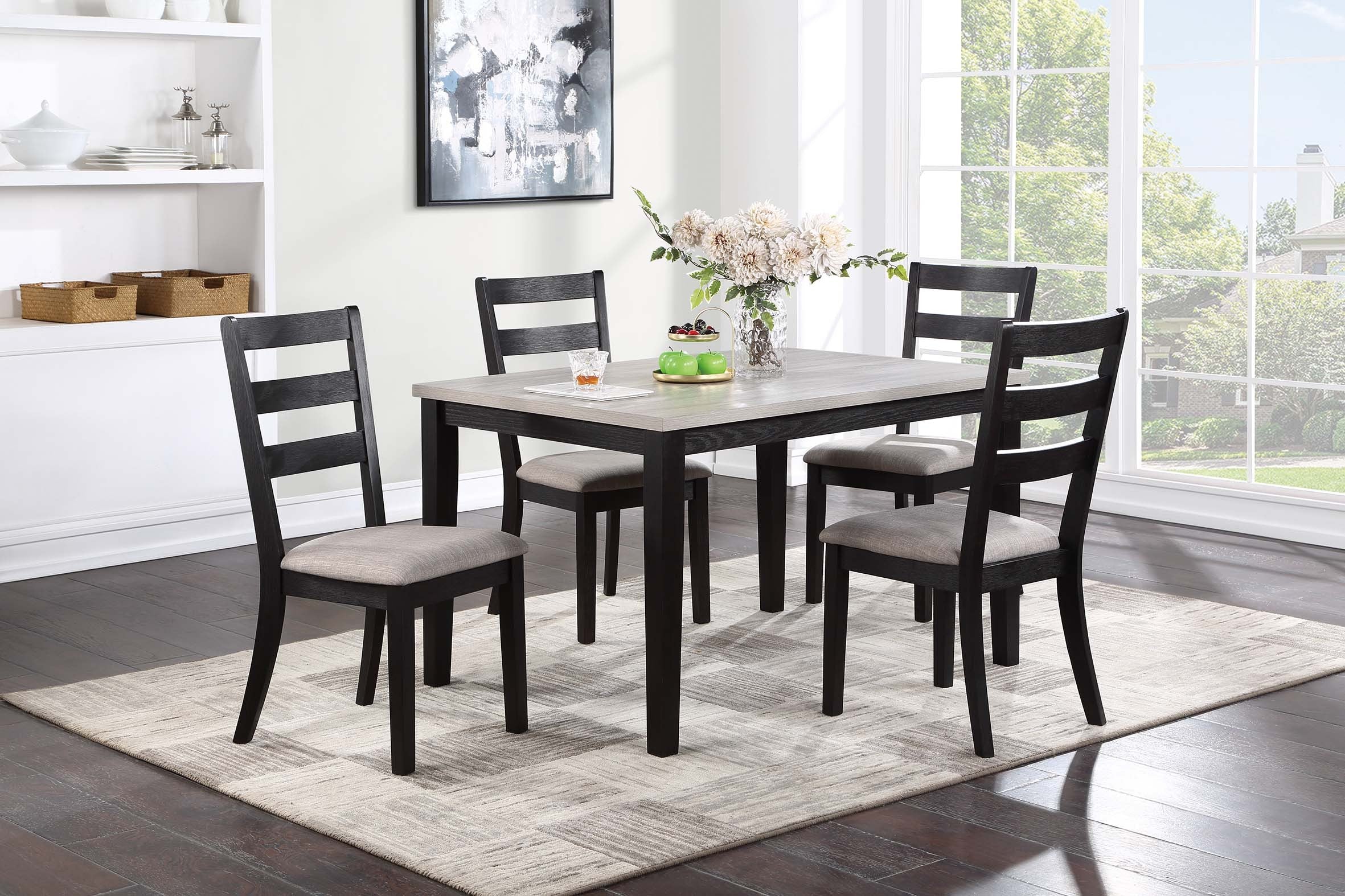 5-Pcs Dining Set - Black + White