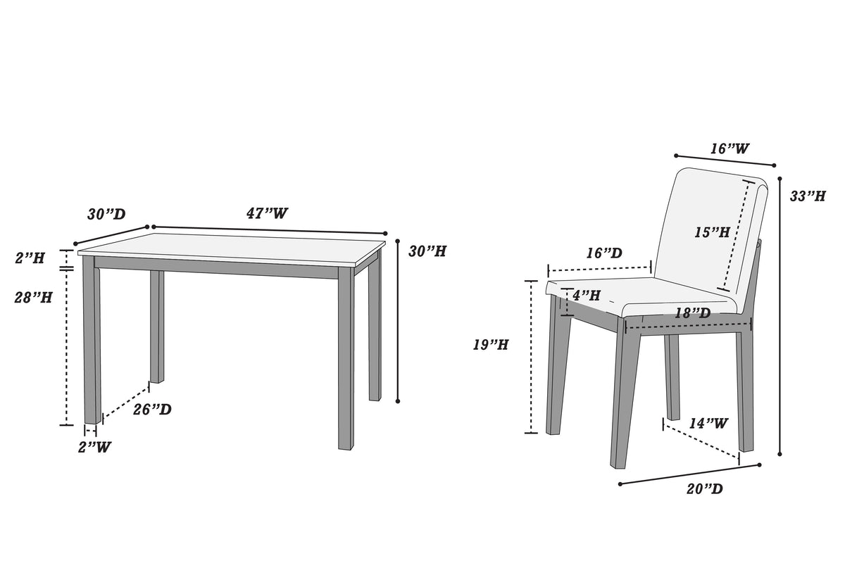 5-Pcs Dining Set - Beige Burlap / Grey Finish
