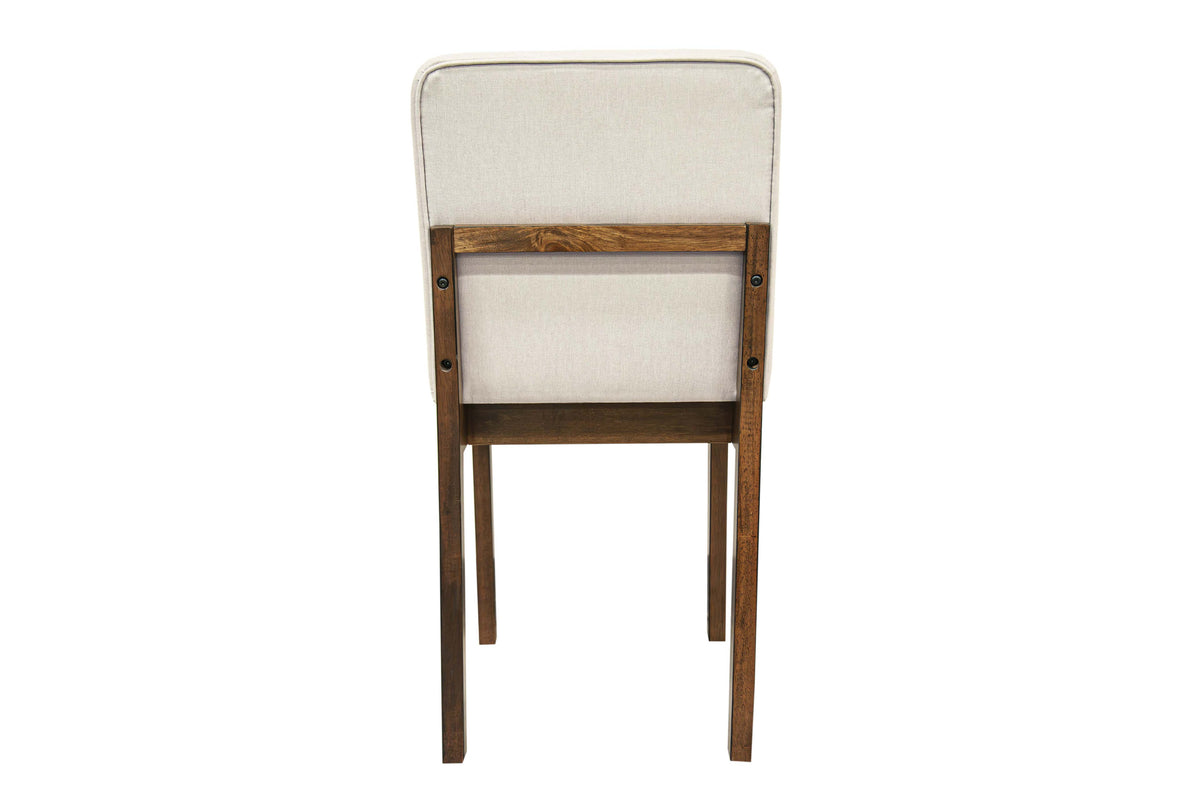 5-Pcs Dining Set - Beige Burlap / Dark Walnut Finish