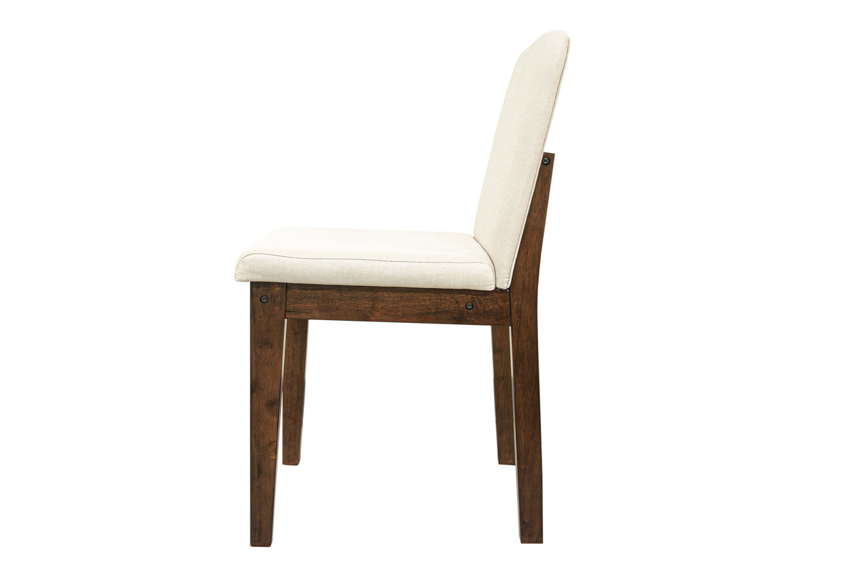 5-Pcs Dining Set - Beige Burlap / Dark Walnut Finish