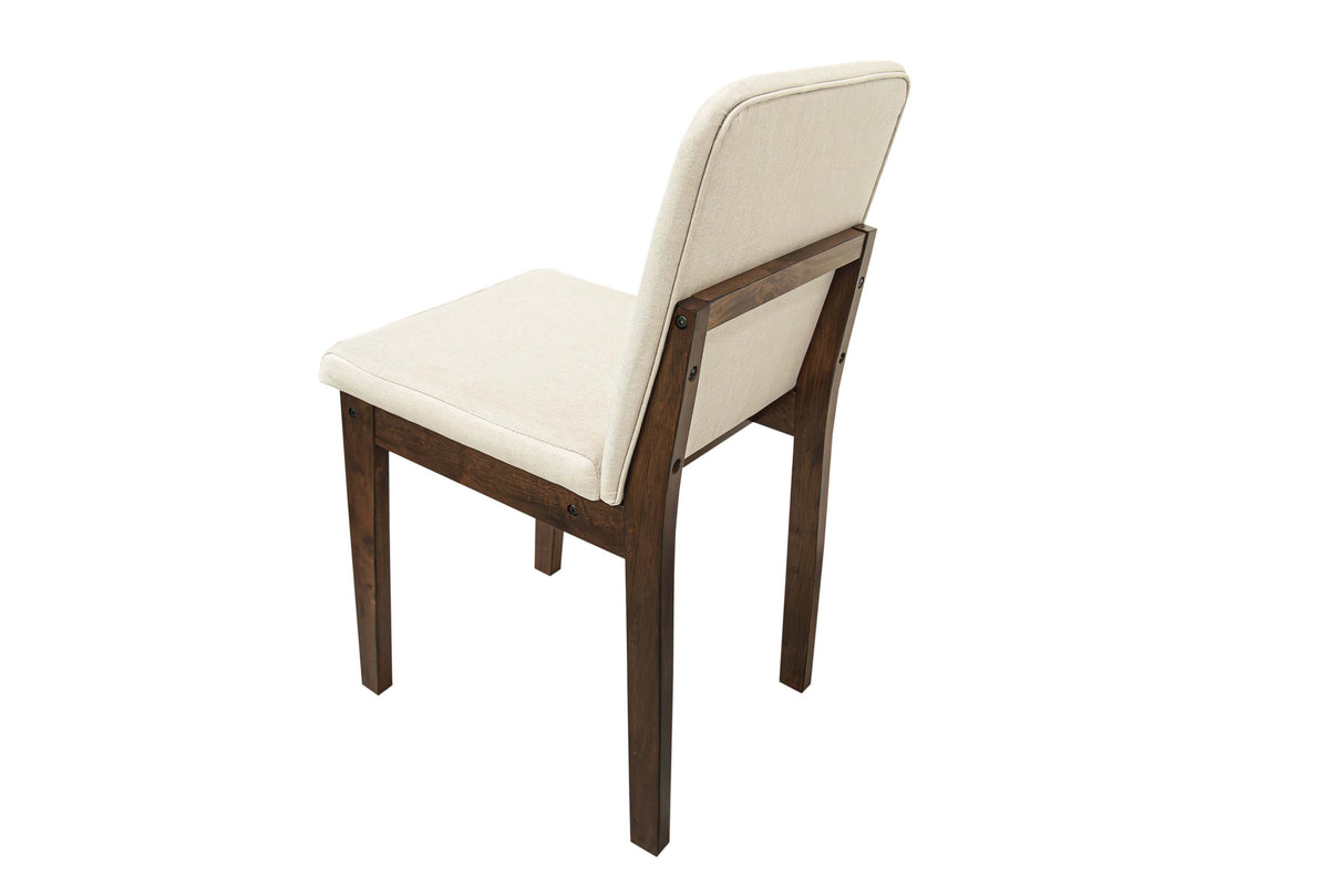 5-Pcs Dining Set - Beige Burlap / Dark Walnut Finish