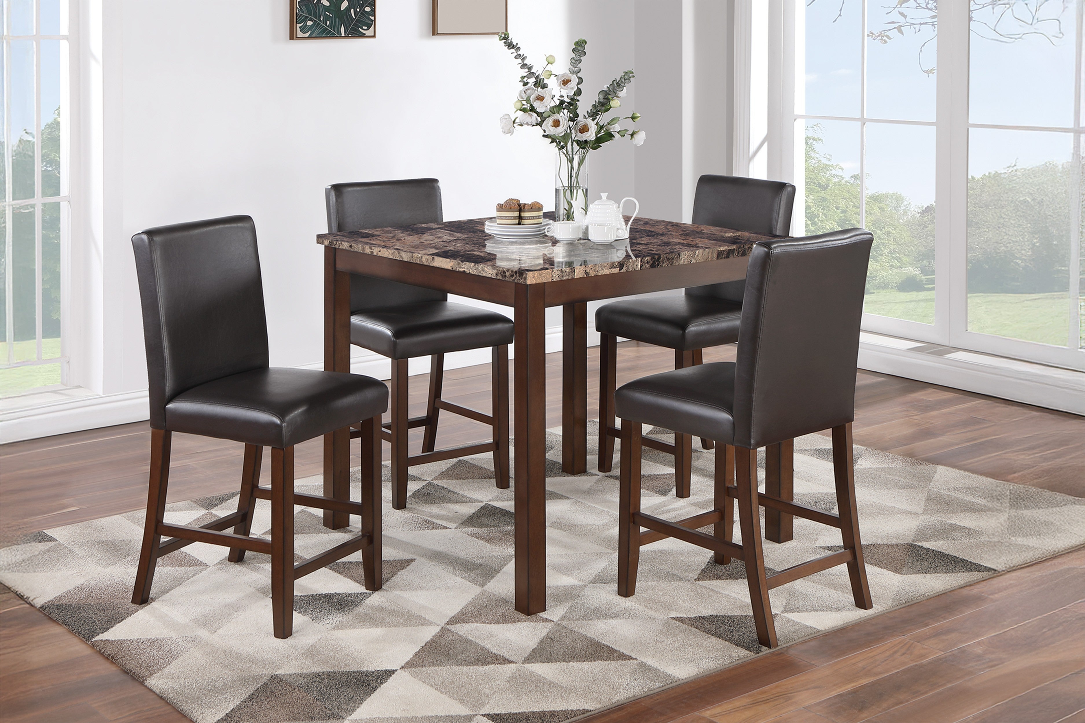 5-Pcs Counter Height Dining Set - Cherry
