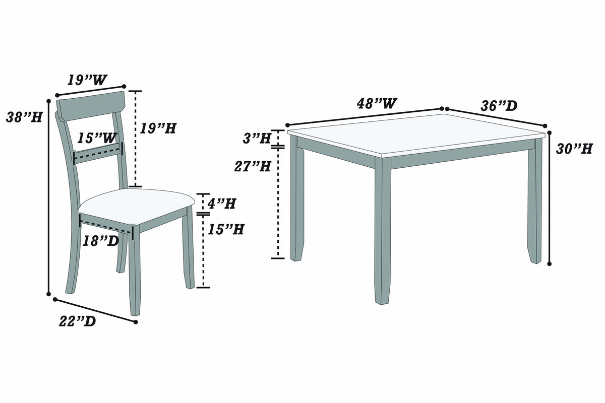 5-Pcs Dining Set - Grey