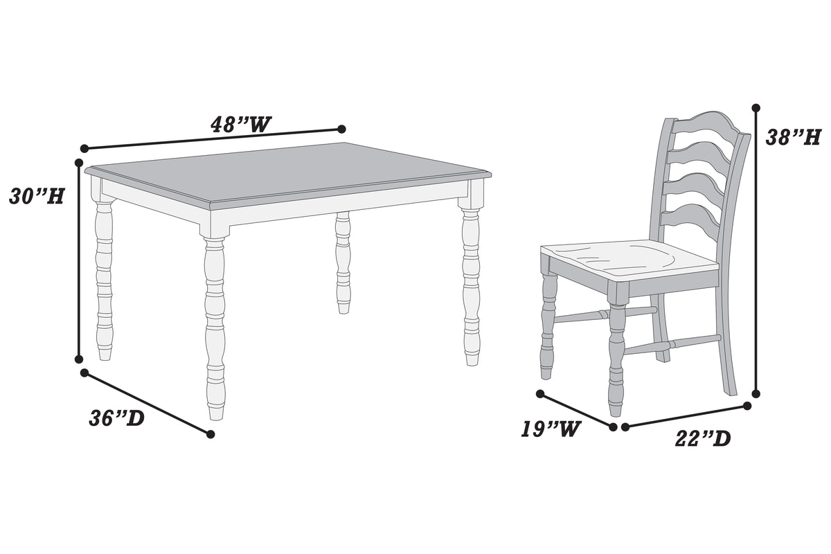 5-Pcs Dining Set - White/Oak