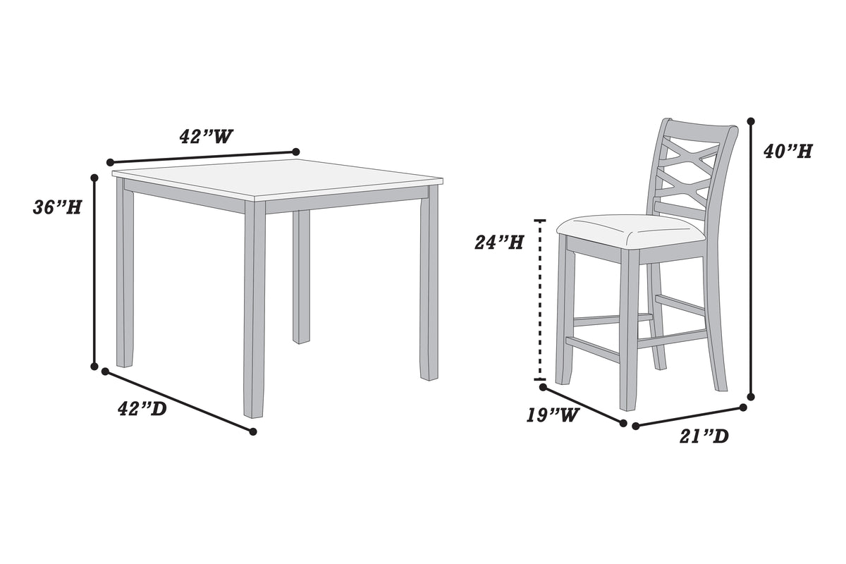 5-Pc Counter Height Dining Set - Charcoal