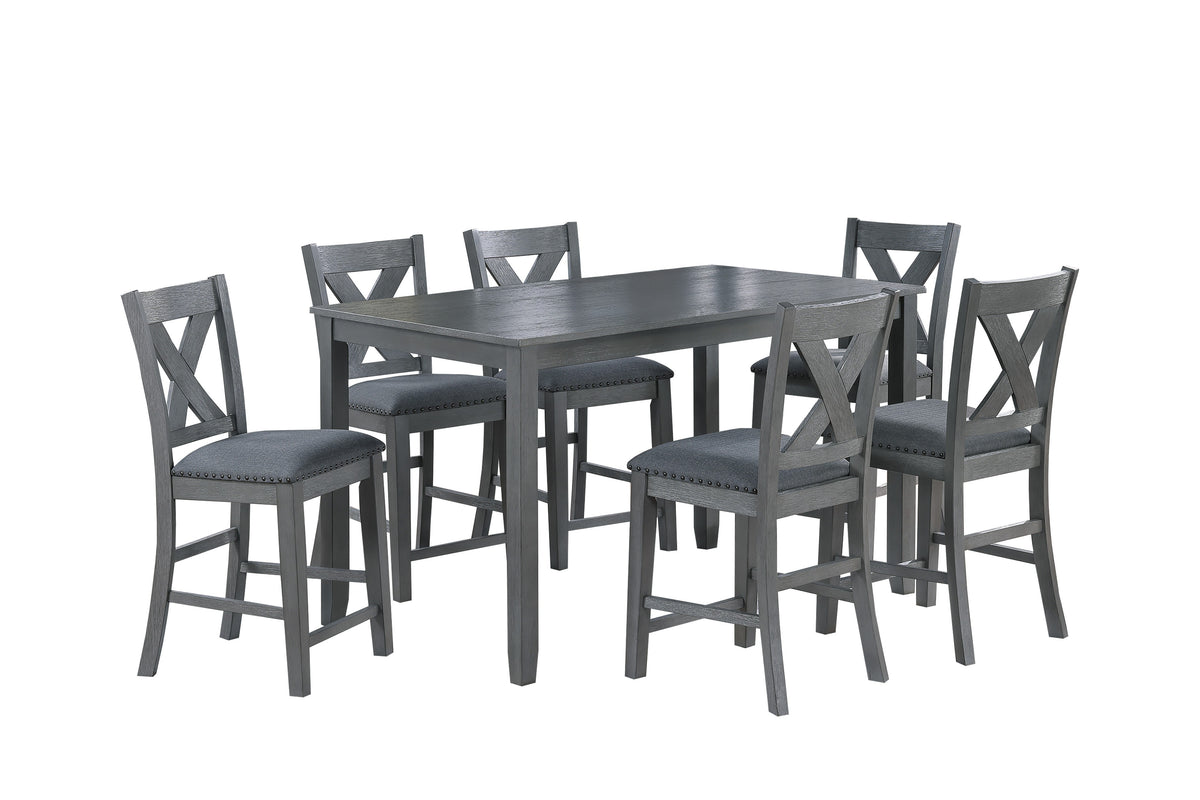 7-Pc Counter Height Dining Set - Walnut