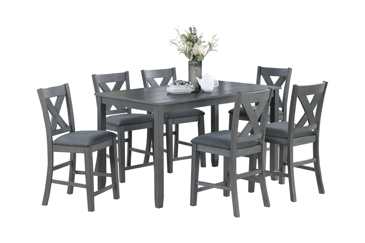 7-Pc Counter Height Dining Set - Walnut