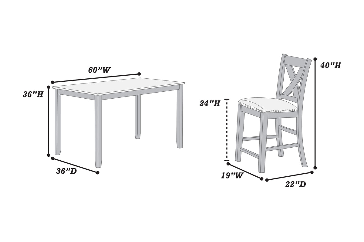 7-Pc Counter Height Dining Set - Walnut