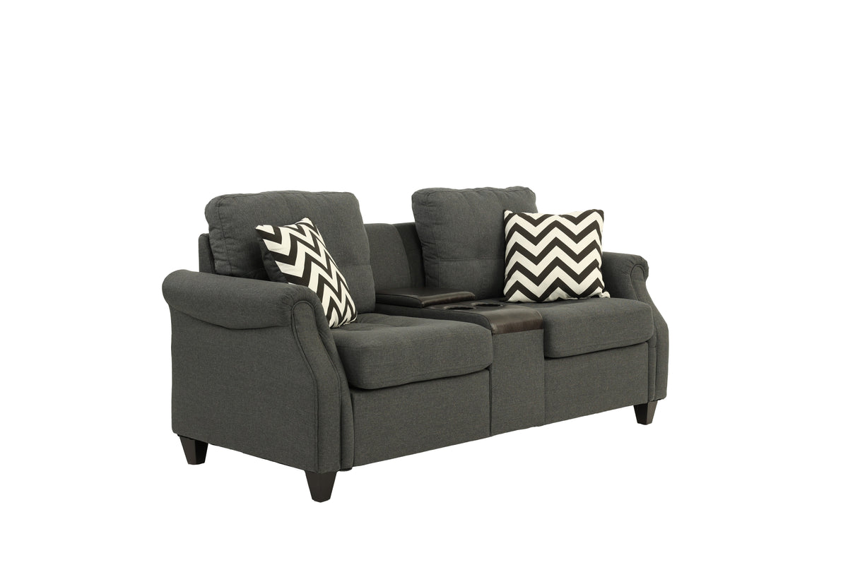 2-Pcs Sofa Set W/Usb Console - Blue Grey