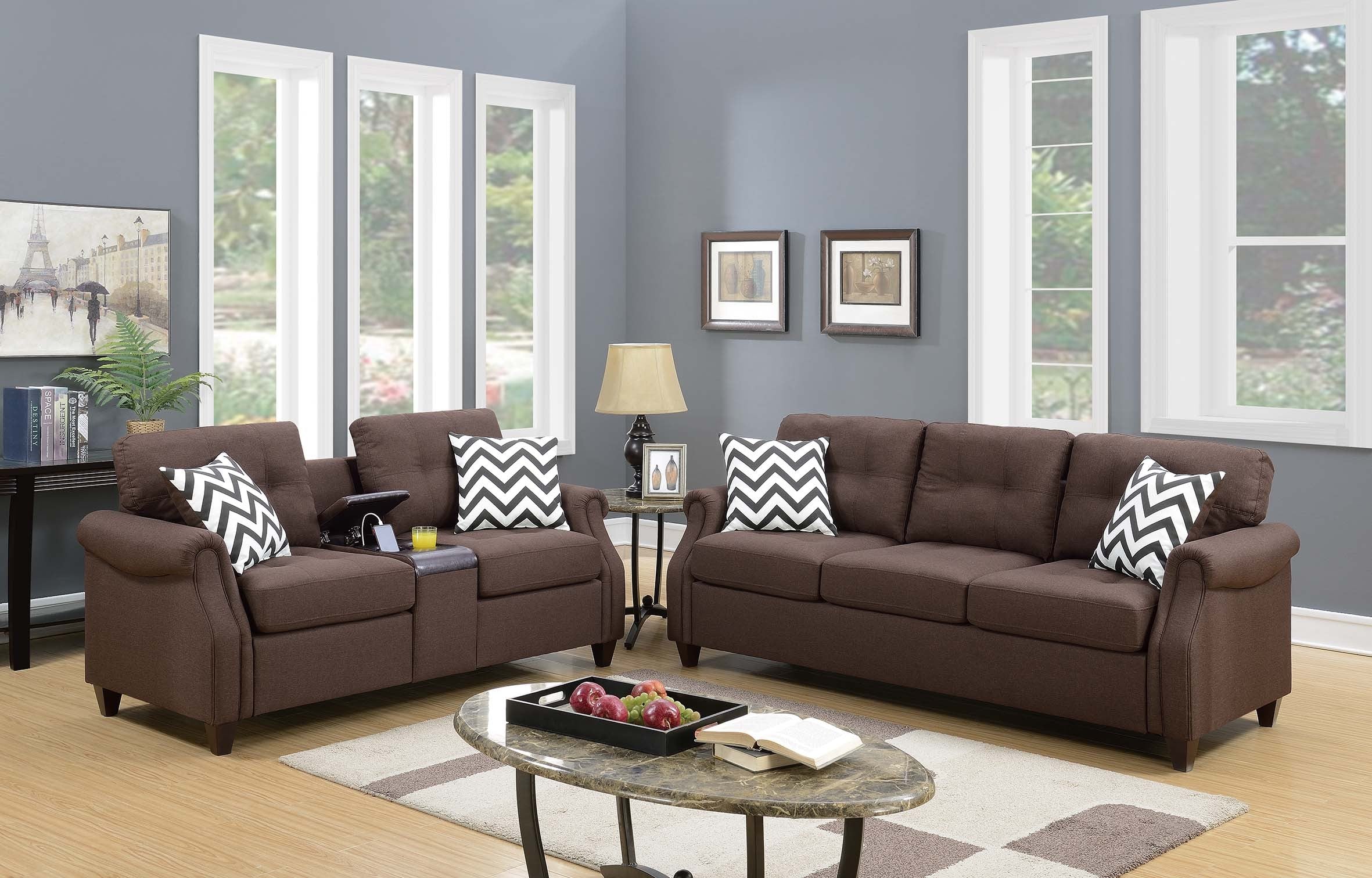 2-Piece Sofa Set - Brown