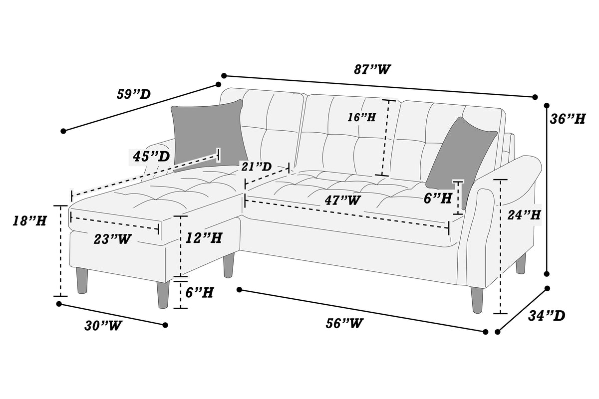 Sectional Set W/2 Accent Pillows - Dark Coffee
