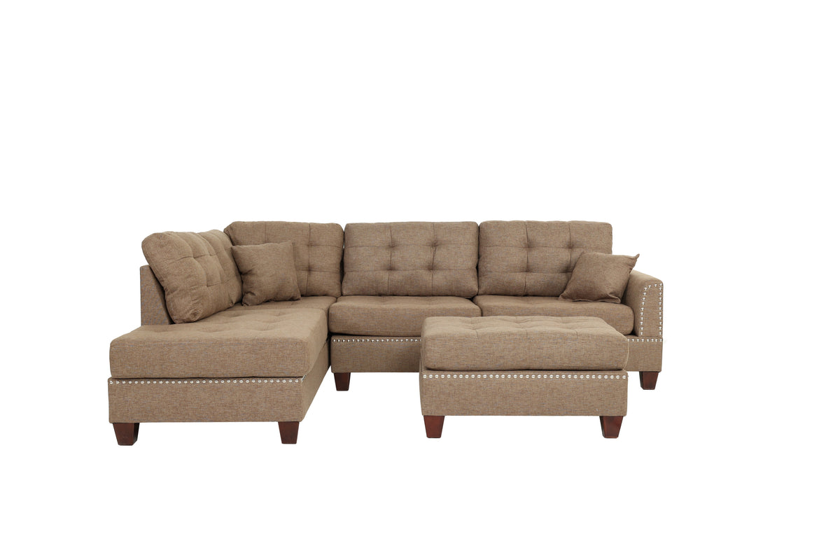 3-Pcs Sectional Set/Polyfiber-Coffee - Coffee/Dark Coffee