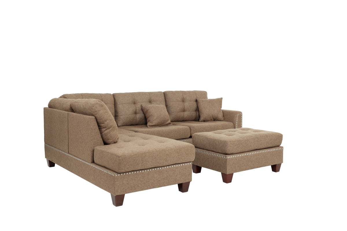 3-Pcs Sectional Set/Polyfiber-Coffee - Coffee/Dark Coffee