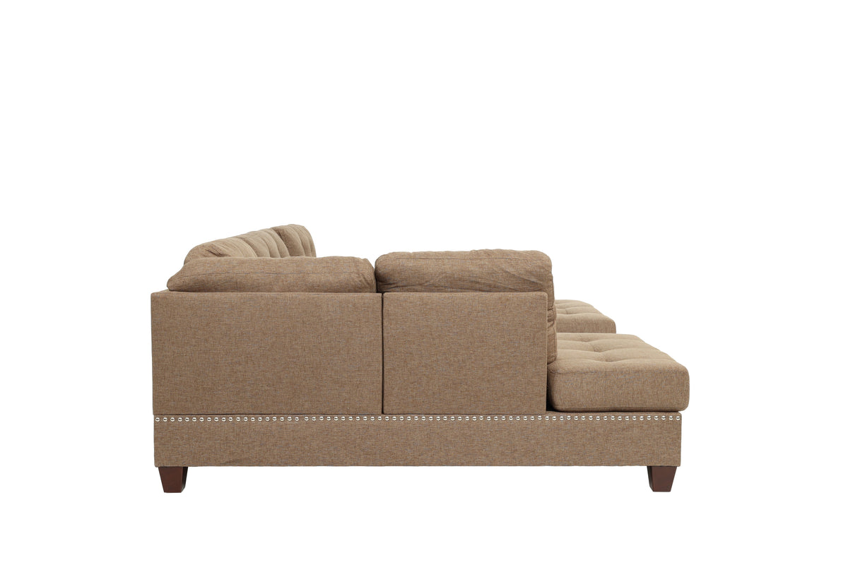 3-Pcs Sectional Set/Polyfiber-Coffee - Coffee/Dark Coffee