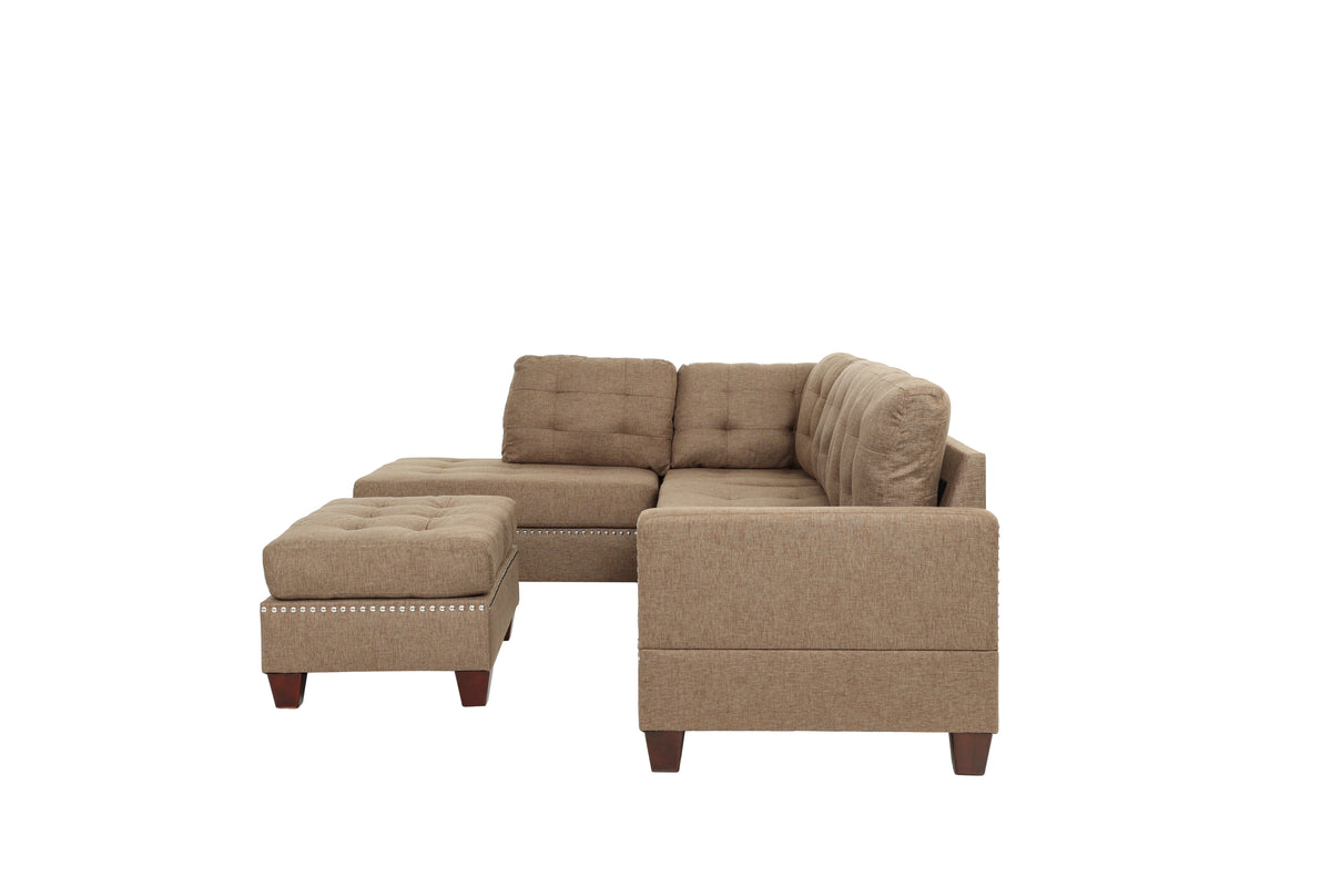 3-Pcs Sectional Set/Polyfiber-Coffee - Coffee/Dark Coffee