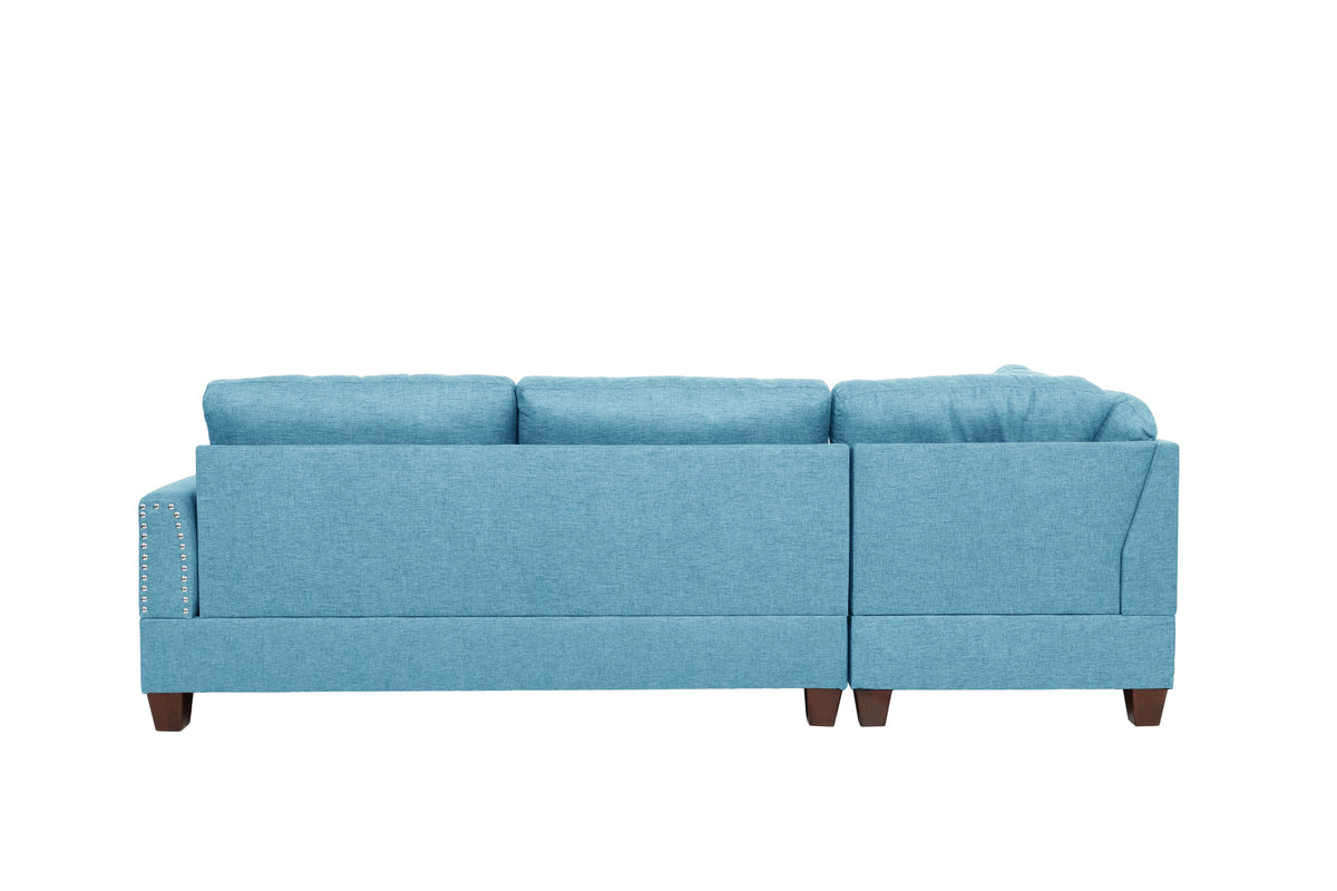 3-Pcs Sectional Set/Polyfiber-Blue Grey - Blue/Dark Coffee