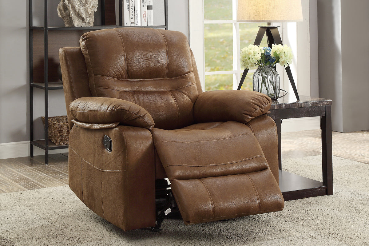 Rocker Recliner/Handle/Leatherette/Dark Brown - Dark Brown