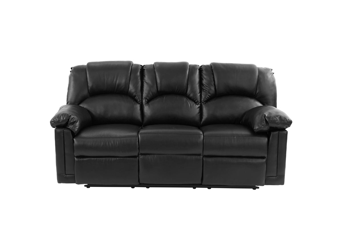 Recliner Sofa/Bonded Leather-Black - Black