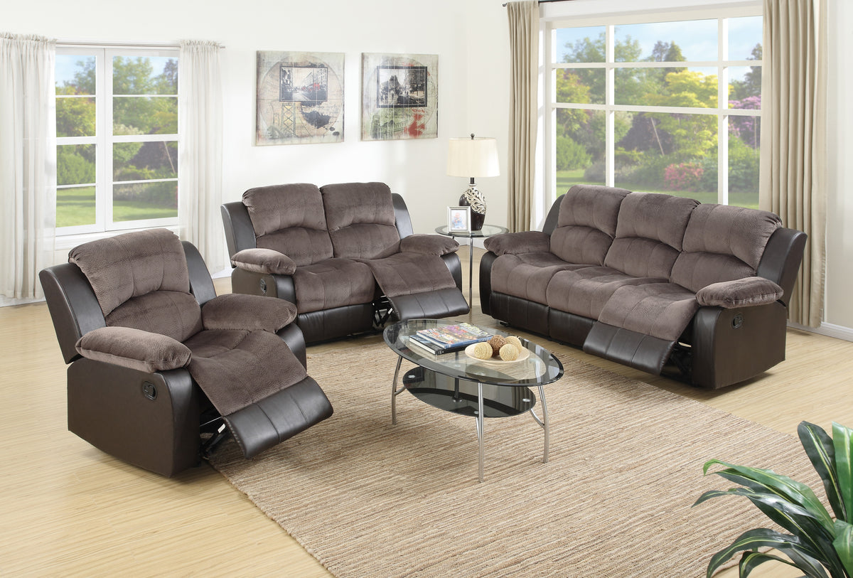 Reclining Sofa/Pu+Choco Suede - Choco Suede
+Black