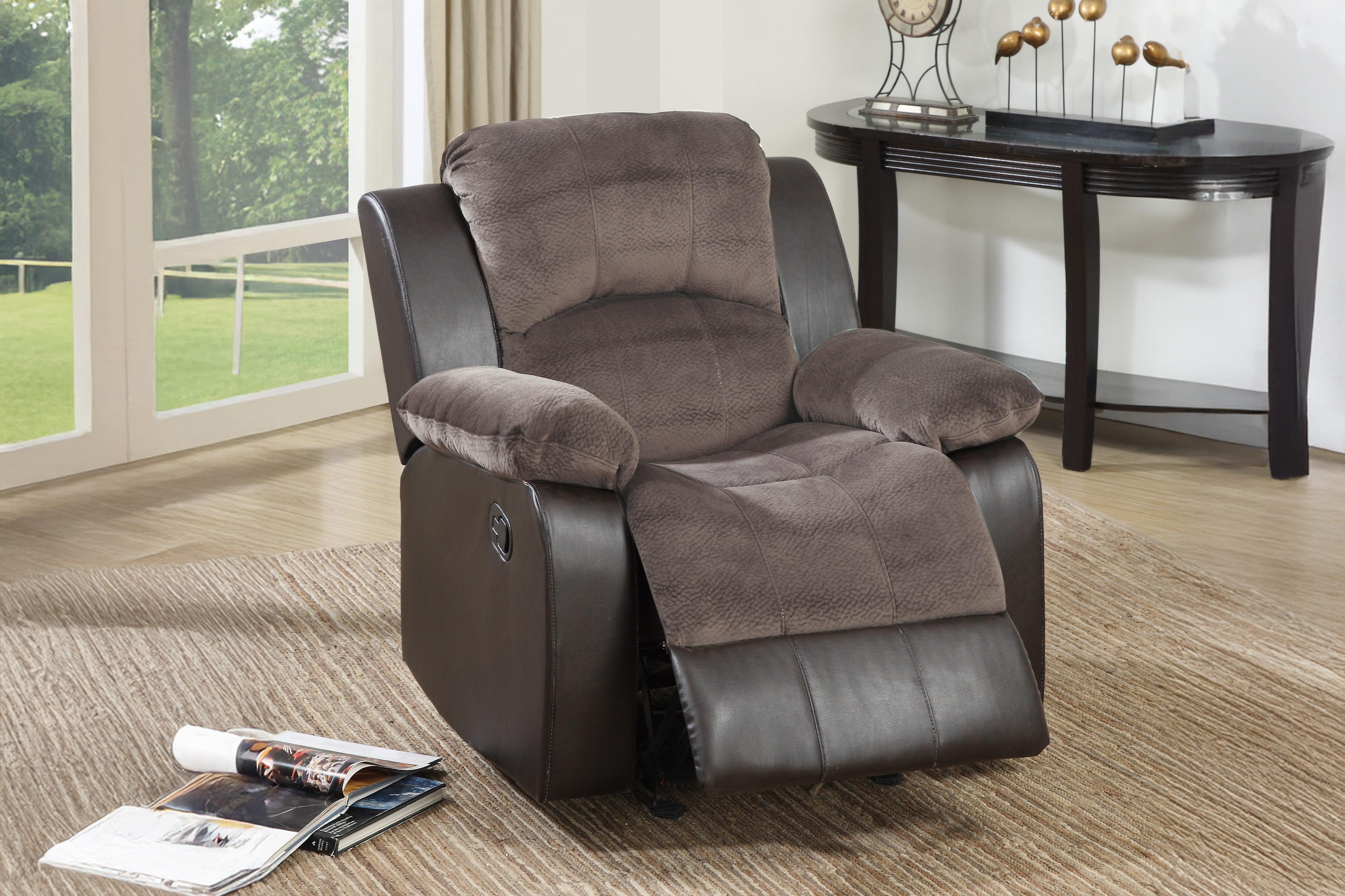 Rocker Recliner - Choco Suede
+Black