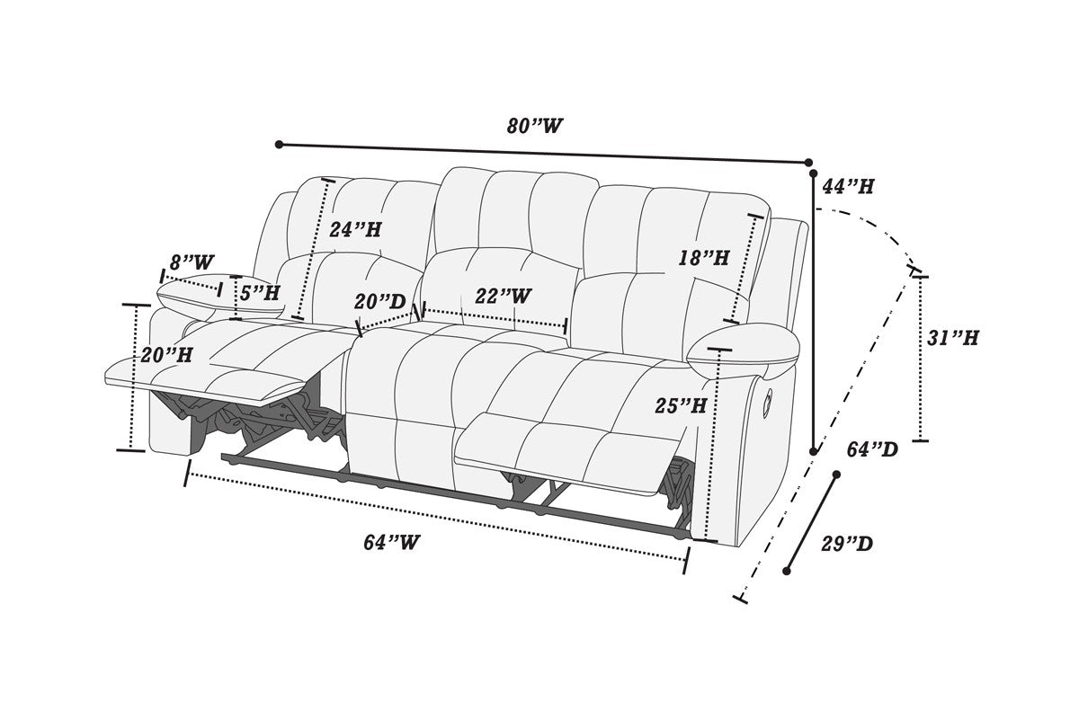 Reclining Sofa/Choco Suede - Choco Suede