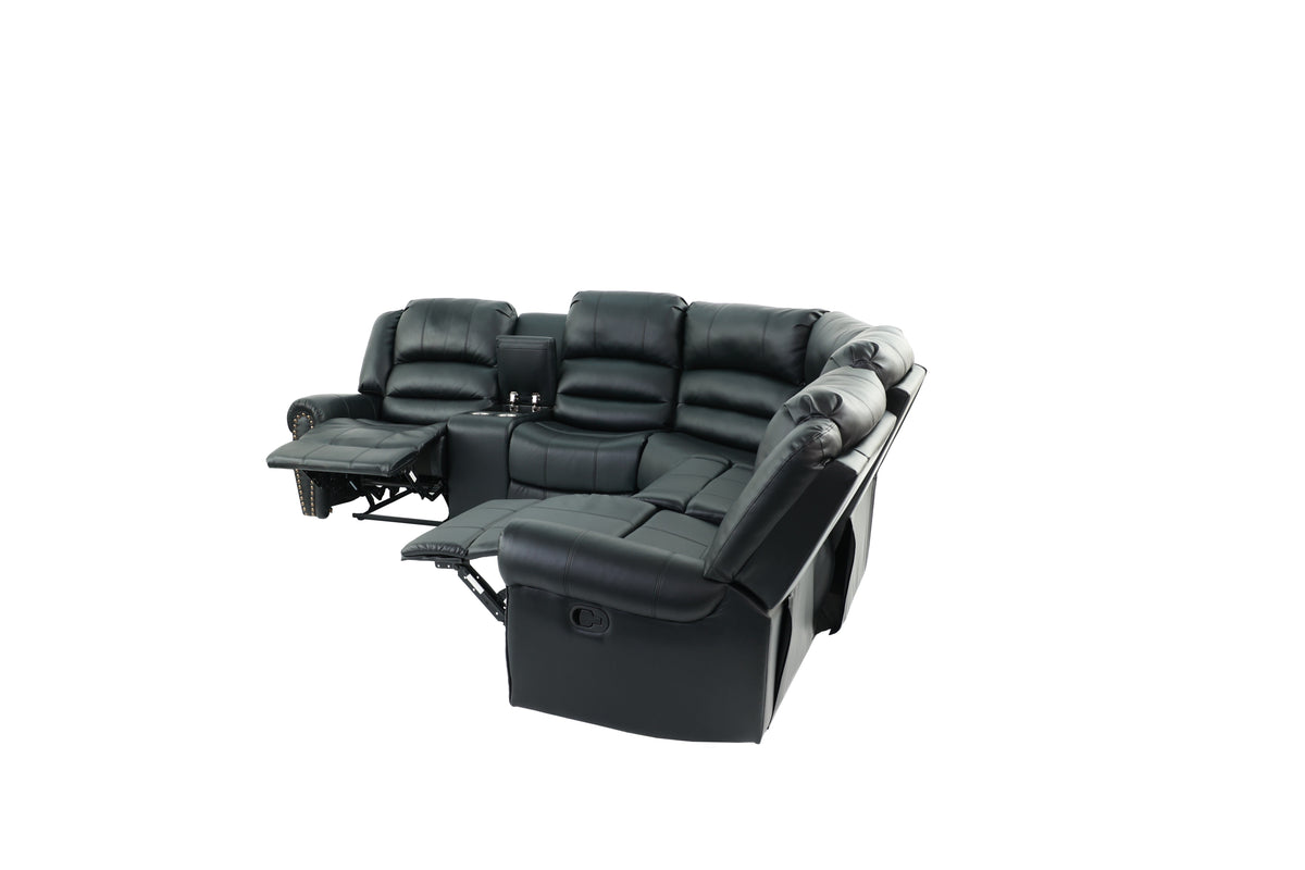 3-Pc Reclining Sectional Set - Black