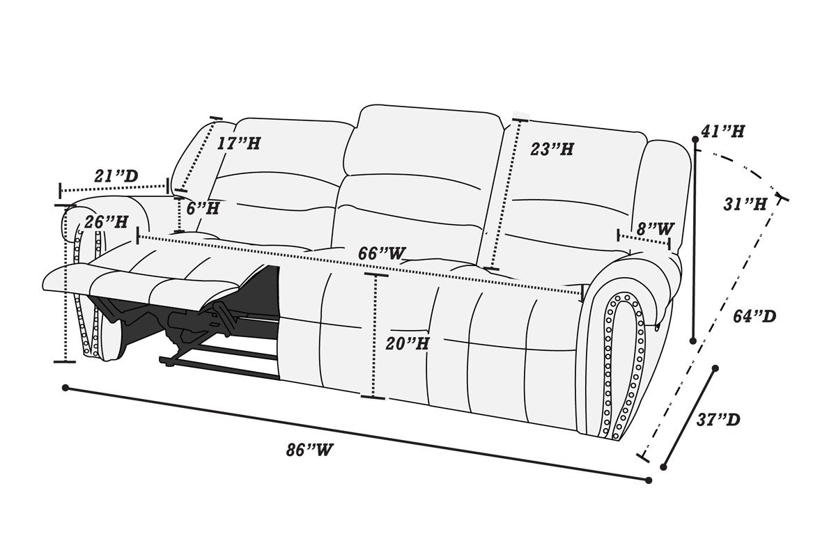Recling Sofa - Black