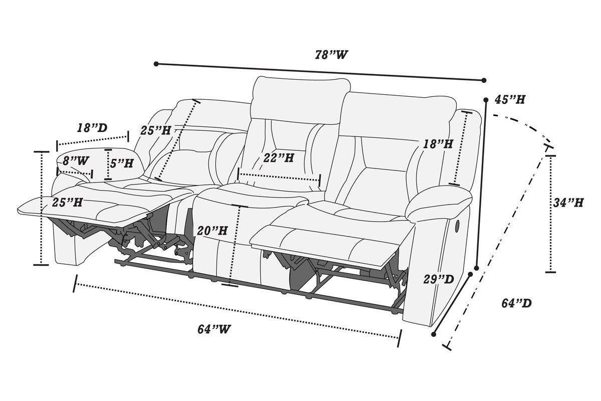 Reclining Sofa - Grey