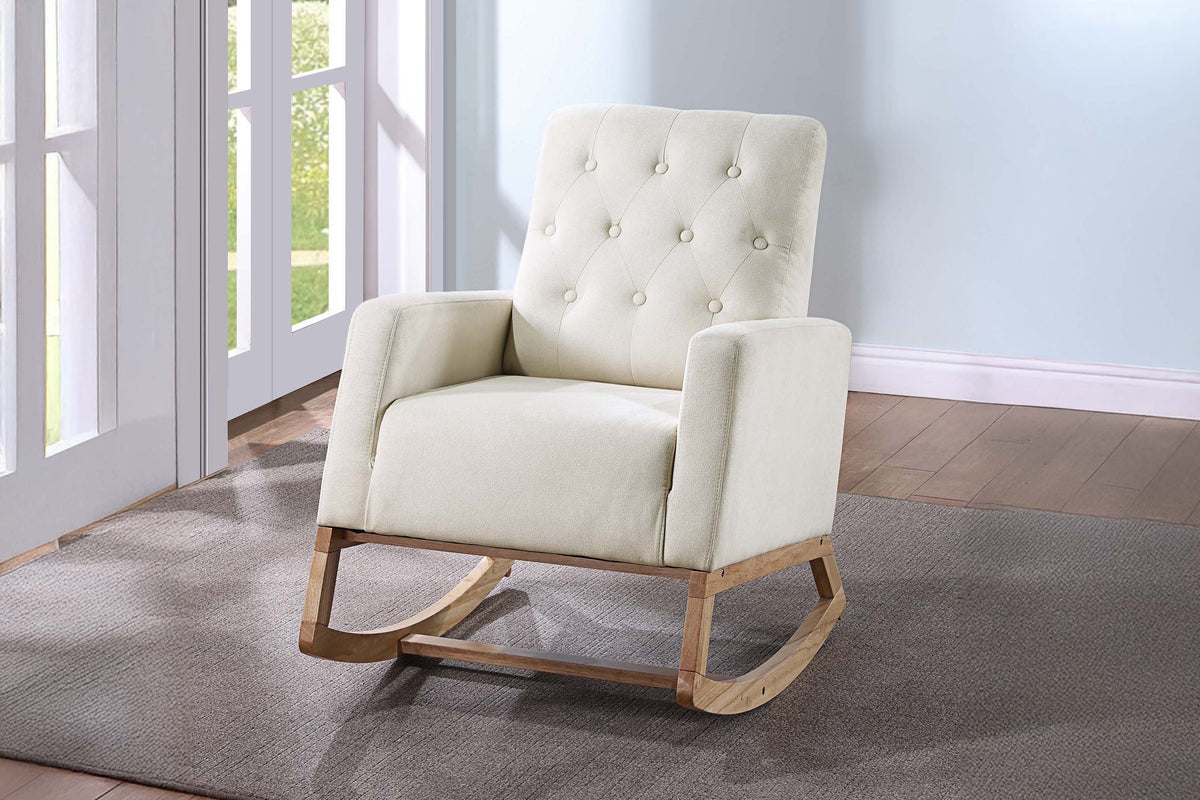 Rocker Chair - Ivory Beige/Espresso