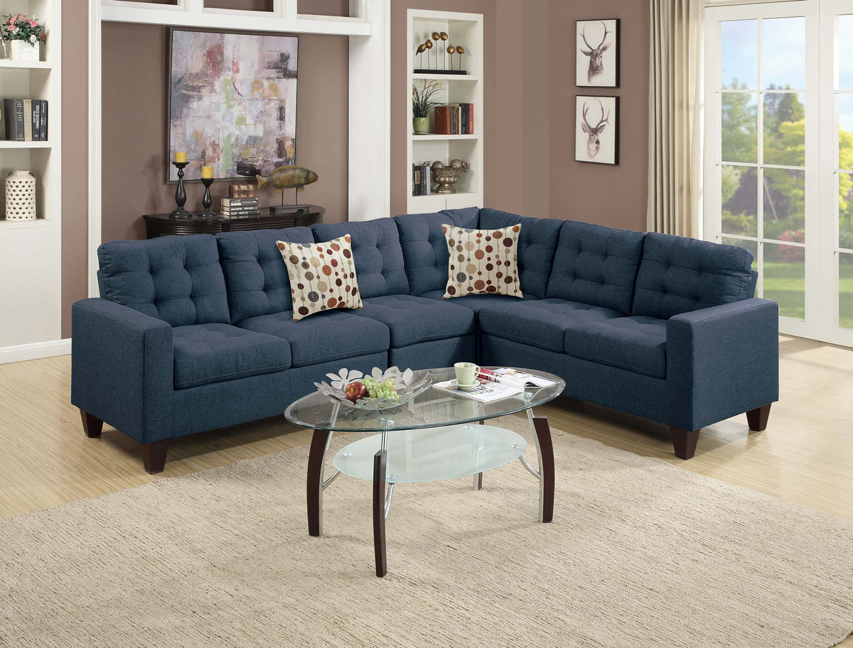 4-Pcs Sectional W 2 Accent Pillows - Navy
/Espresso