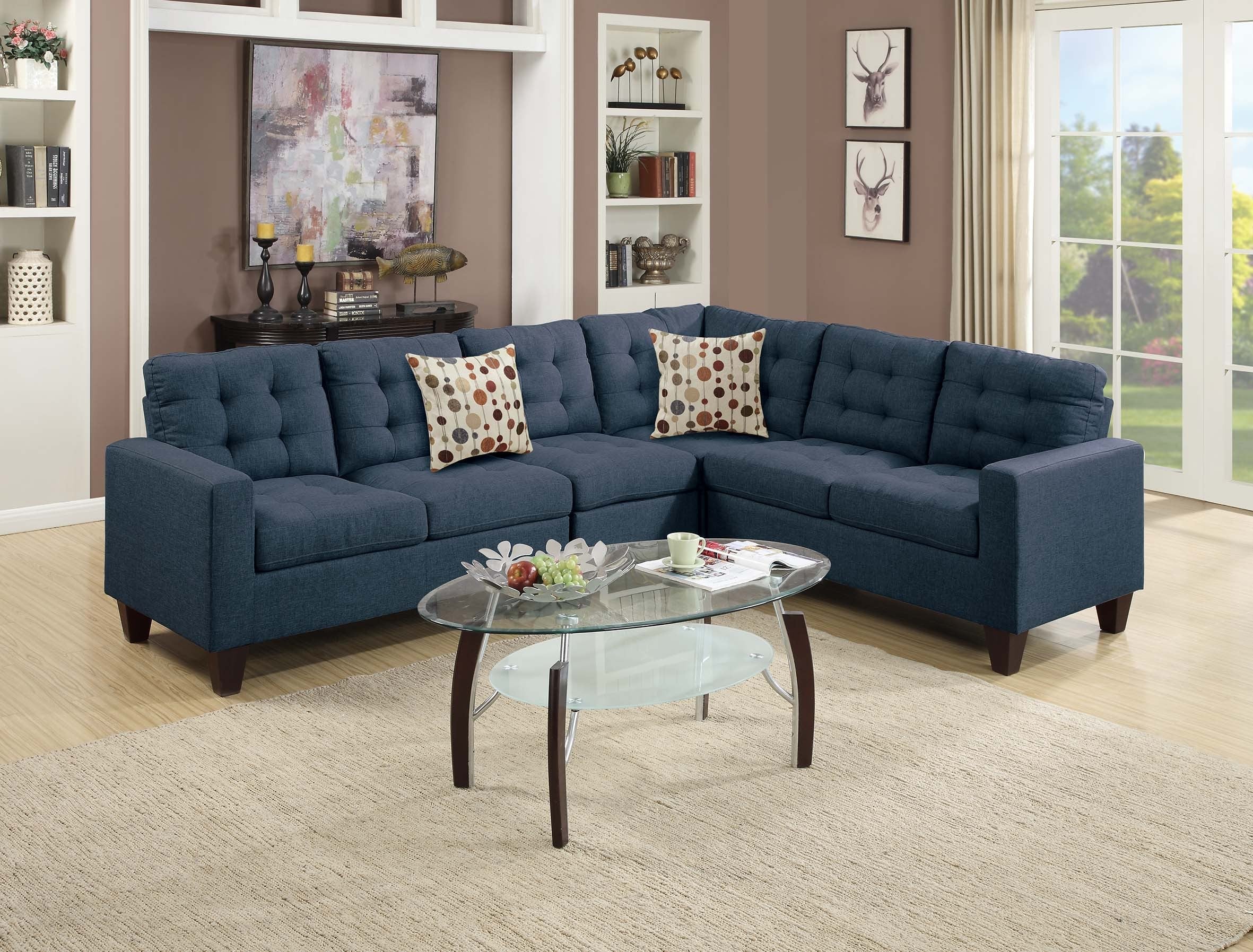 4 -Piece Upholstered Modular Sectional - Navy
/Espresso