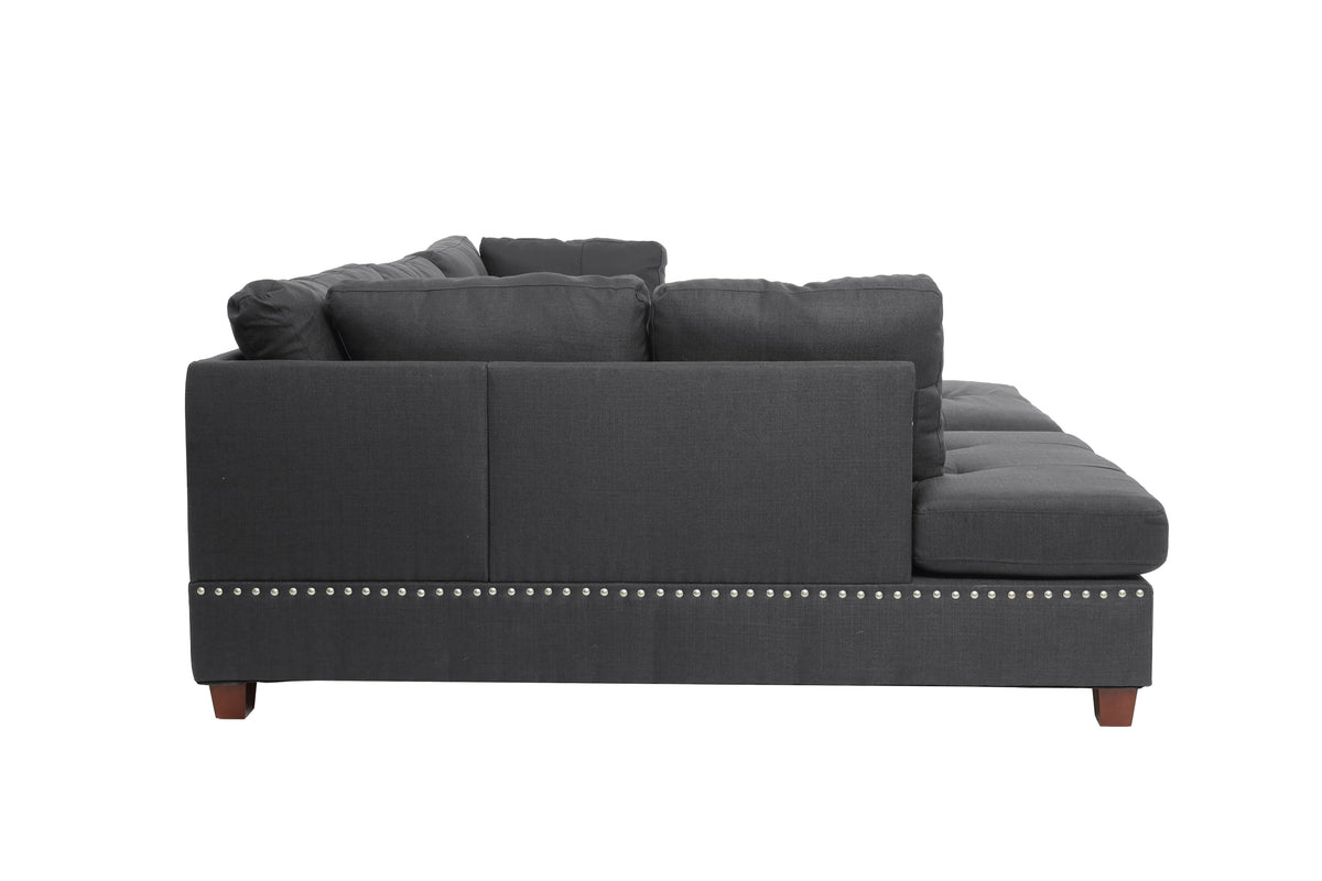 3-Pcs Sectional Set W/2 Accent Pillows - Blue Grey