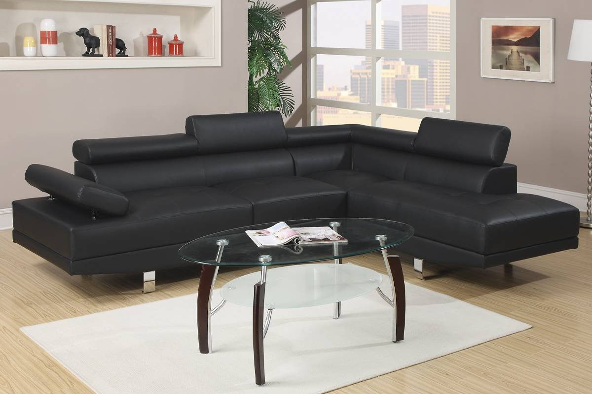2-Piece Sectional Sofa Set - Black