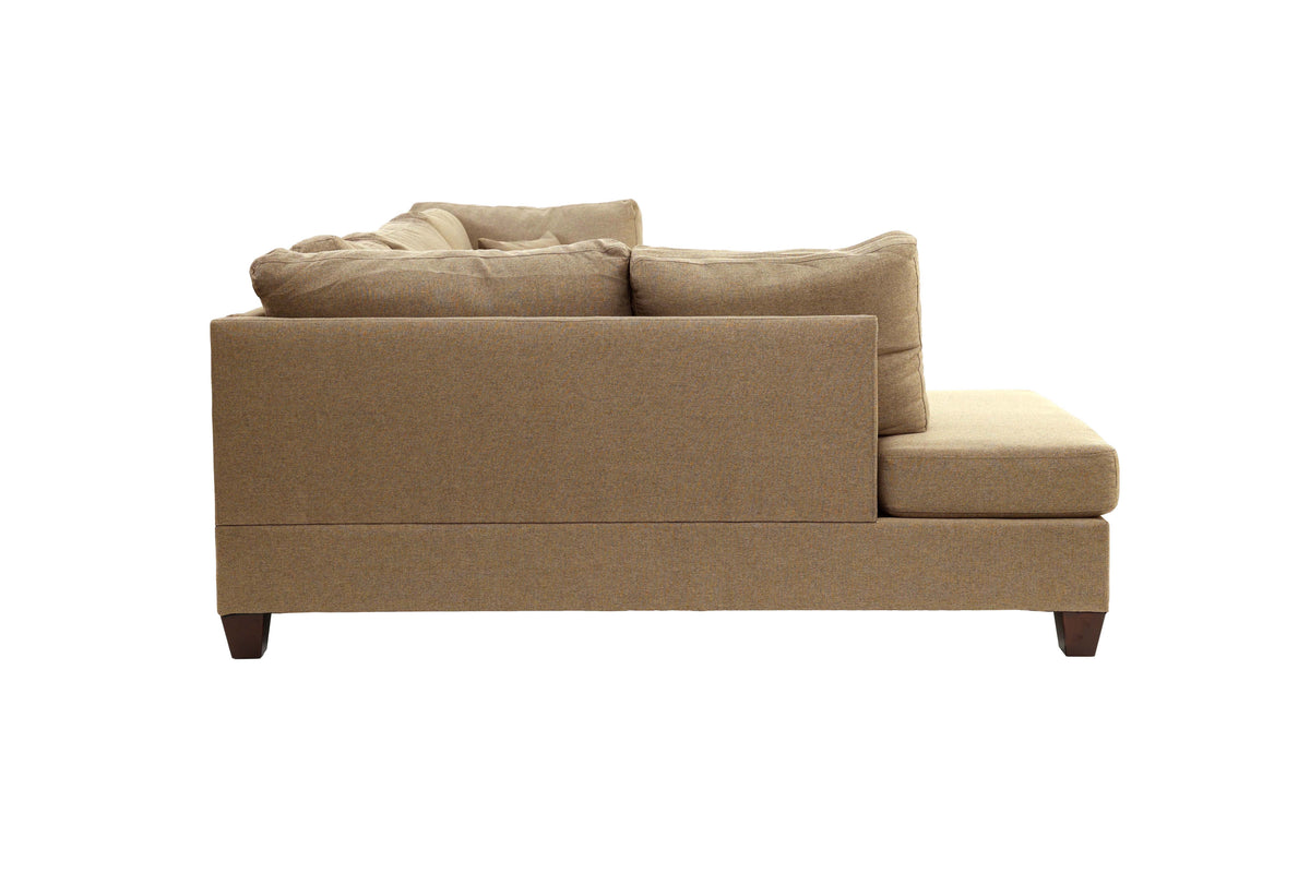 3-Pcs Sectional Set W/2 Accent Pillows - Sand/Dark Coffee
