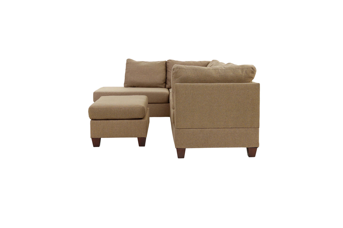 3-Pcs Sectional Set W/2 Accent Pillows - Sand/Dark Coffee