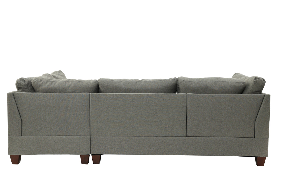 3-Pcs Sectional Set W/2 Accent Pillows - Grey/Dark Coffee