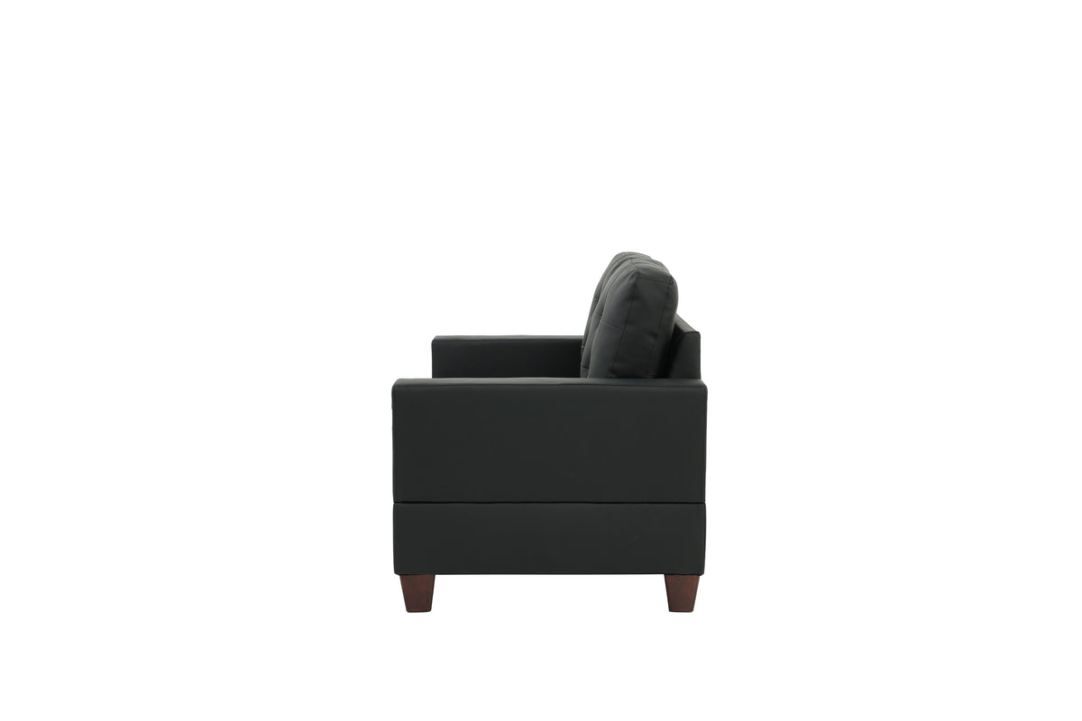 2-Pcs Sofa Set/Black  Pu - Black/Dark Coffee