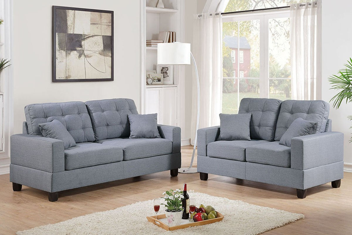 2-Piece Sofa Set - Grey/Dark Coffee