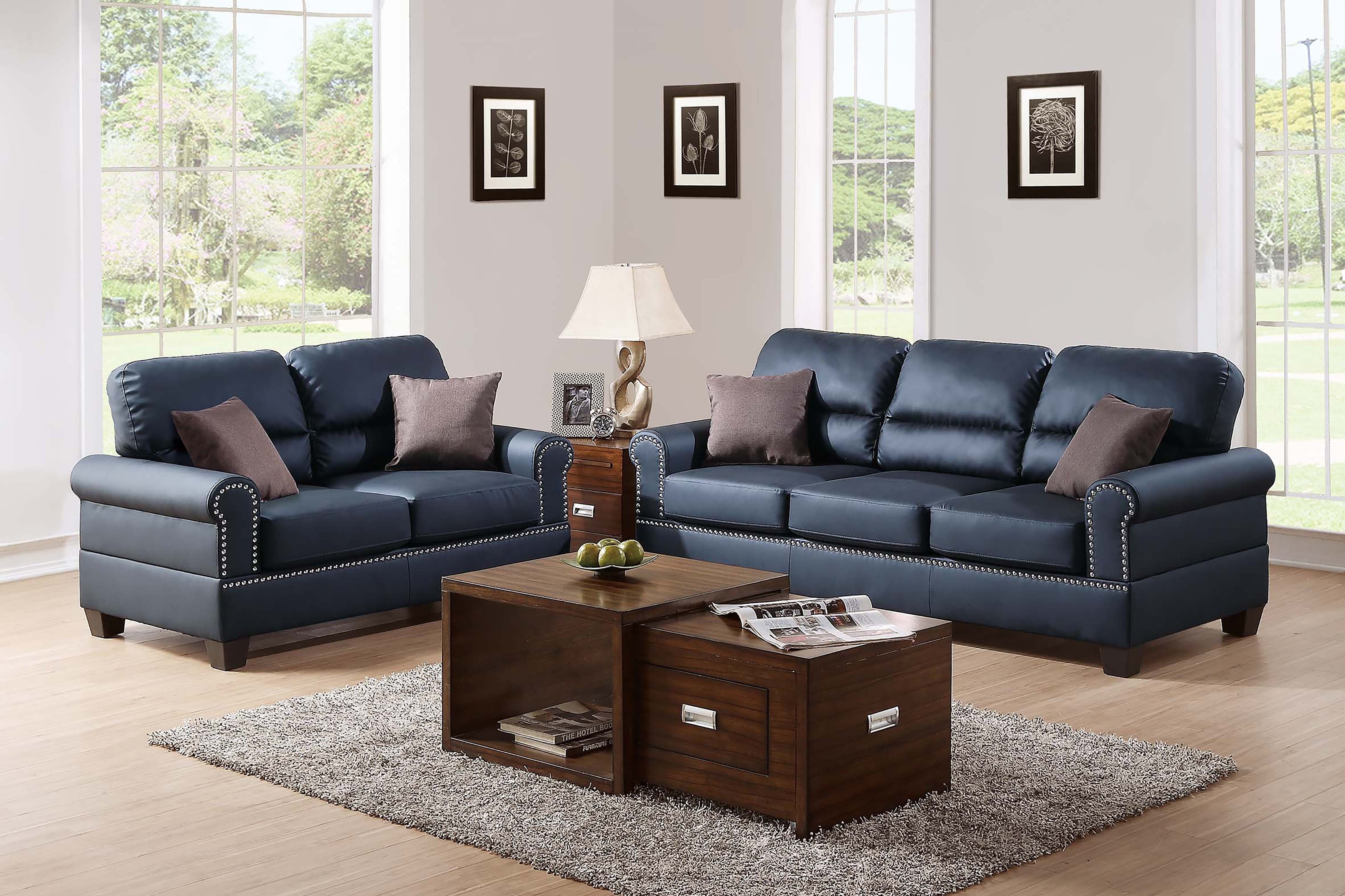 2-Piece Sofa Set - Black/Dark Coffee