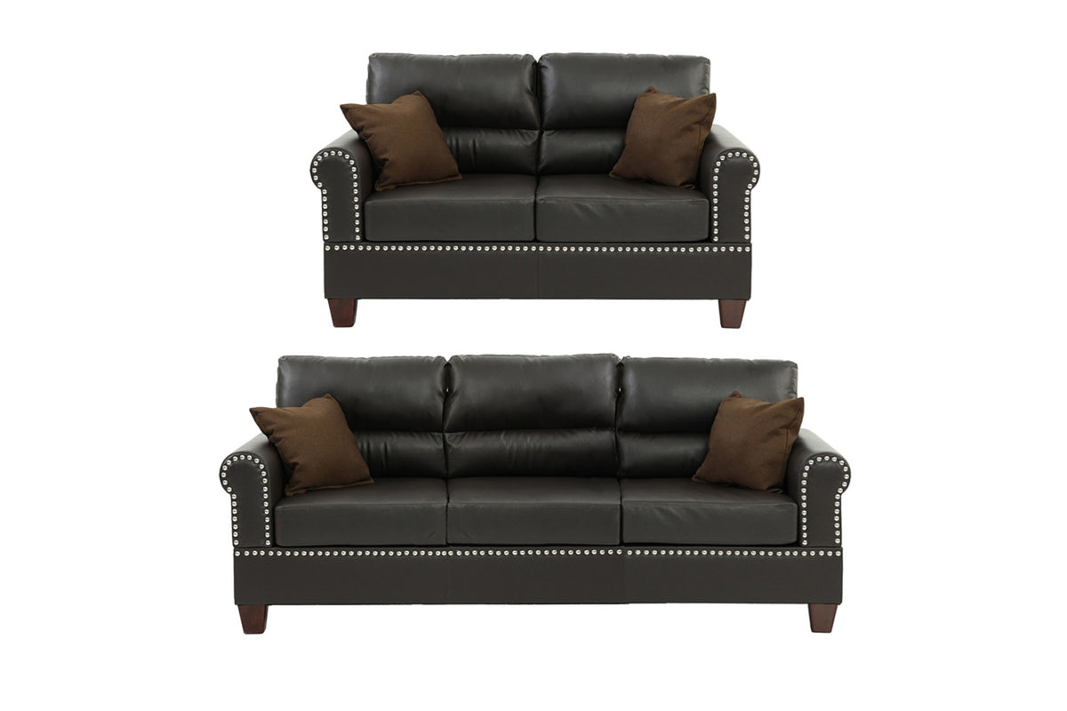 2-Pcs Sofa Set/Espresso Bonded Leather - Espresso/Dark Coffee