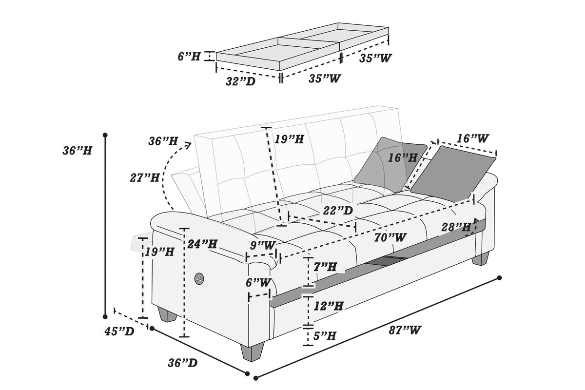 Adjustable Sofa - Ebony 
/Espresso