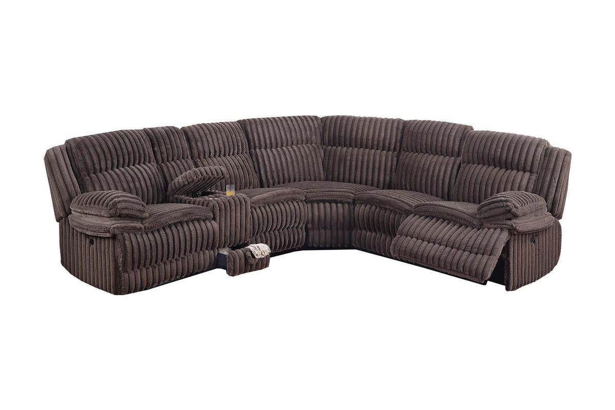 Manual Motion Sectional-Choco Fur Like Corduroy